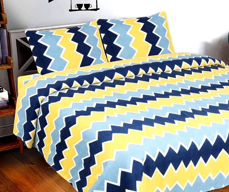 STARNSTYLE Polycotton 220 TC Floral Printed King Size Double Bedsheet with 2 Pillow Covers, Yellow Weavs - Image 3